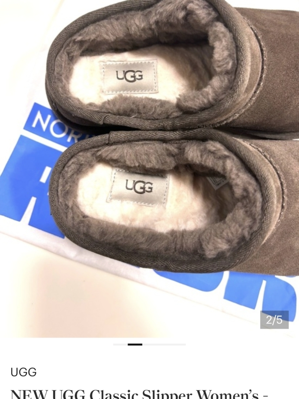 UGG Women's Brown Suede Shearling-Lined Slippers - Picture 3 of 6